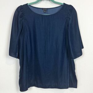 Ann Taylor Blue Velvet Flutter Sleeve Top S